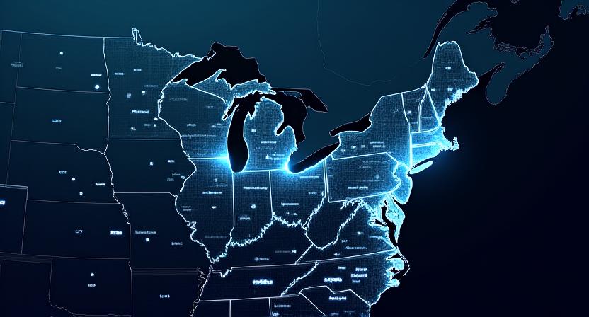 Map showing supply chain routes from Akron Ohio