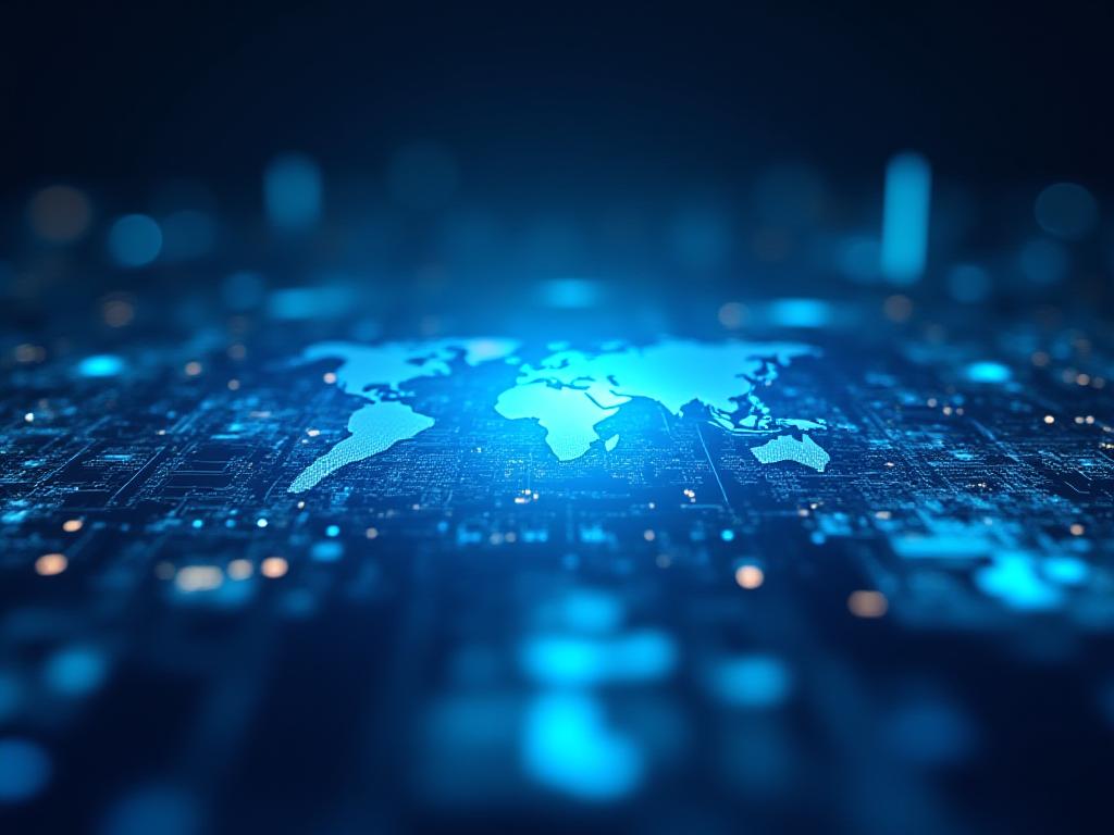 Secure digital logistics tracking interface with blue holographic elements