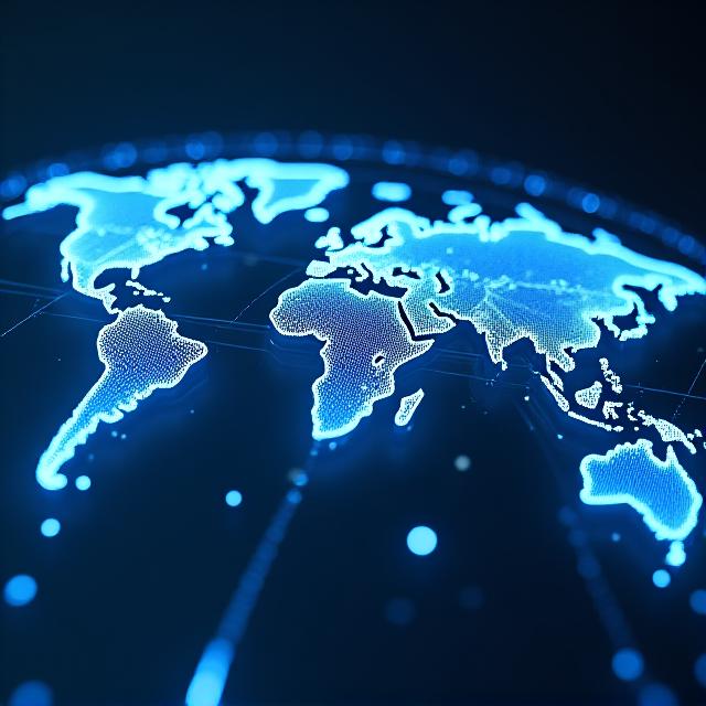 Global logistics map with illuminated data points